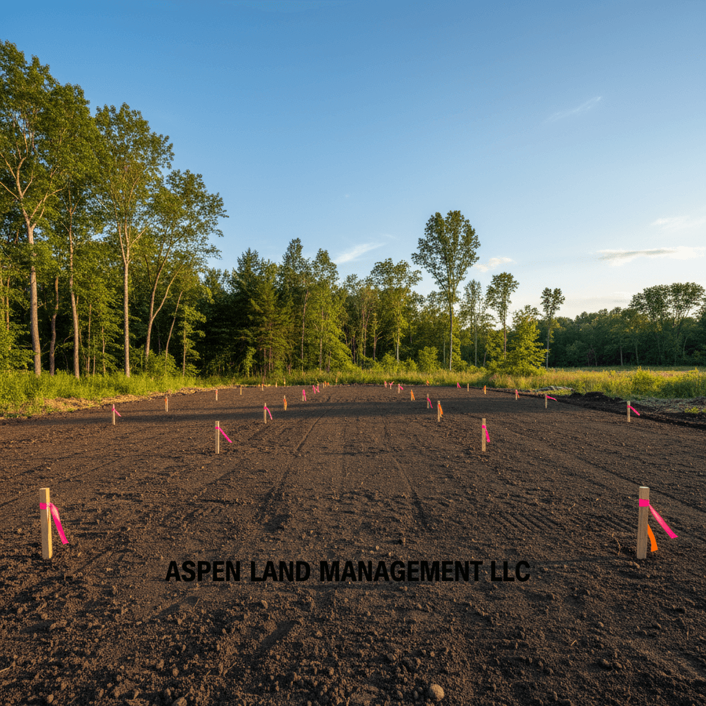Aspen Land Management logo with a white mountain icon and green text on black background.